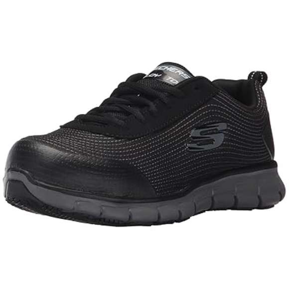 Skechers slip resistant alloy toe memory foam air cooled Synergy Wingo Work Shoe - Picture 1 of 16